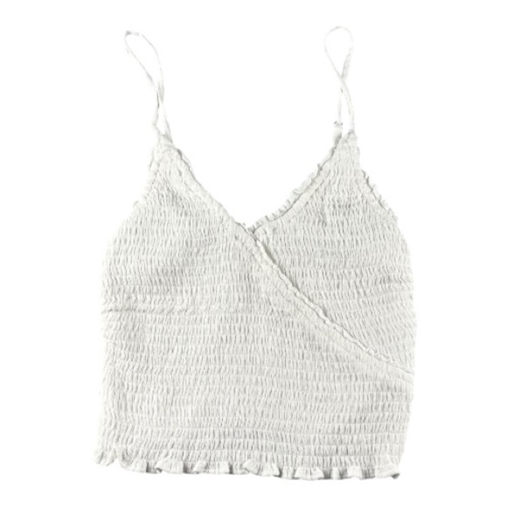 Hollister Faux Wrap Cropped Camisole Tank Top with Ruffle Hem Sz S
